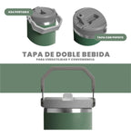 Termo Acero Inoxidable 900Ml Flip Straw Antiderrames Frio Calor Verde