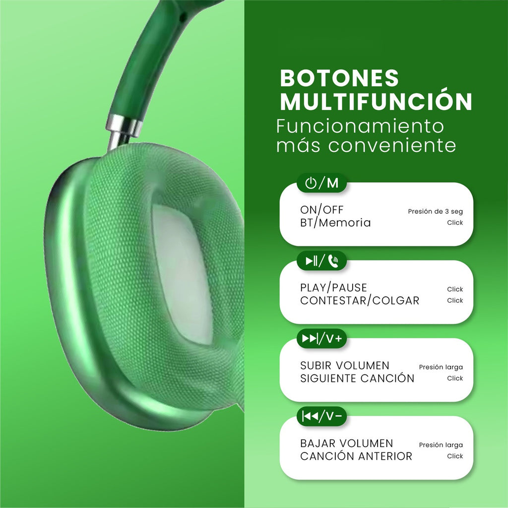 Combo Green K12 Smart Watch 7 Pulsos V5.3 Wireless Con Audifonos Tactil Y Audifonos Diadema Innovo Tech