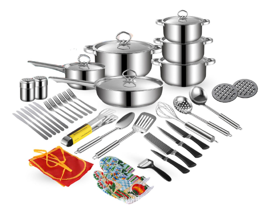 Juego Ollas Y Sartenes 45 Piezas Acero Quirurgico Inoxidable Antiadherente Cocina Cookware