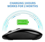 Mouse Inalambrico 2 En 1 Bluetooth 4.0/2.4G Recargable Negro