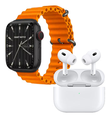 Smartwatch V11 Clasic Con Audifonos Air 7 Pulsos Serie 8 Sport Naranja