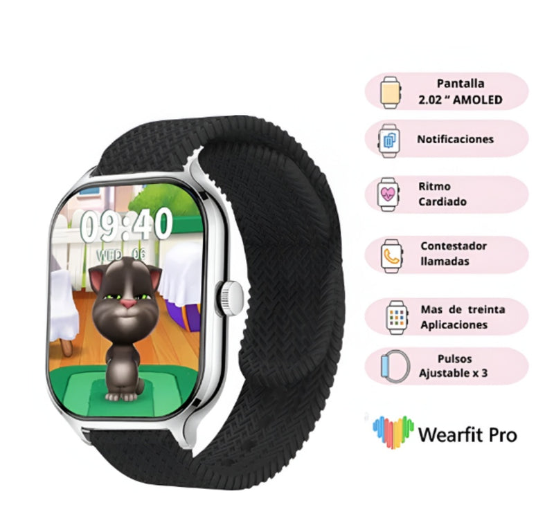 Reloj Inteligente Amoled H9 Plus Pulso Siliconado Verde Mobulaa Llamadas