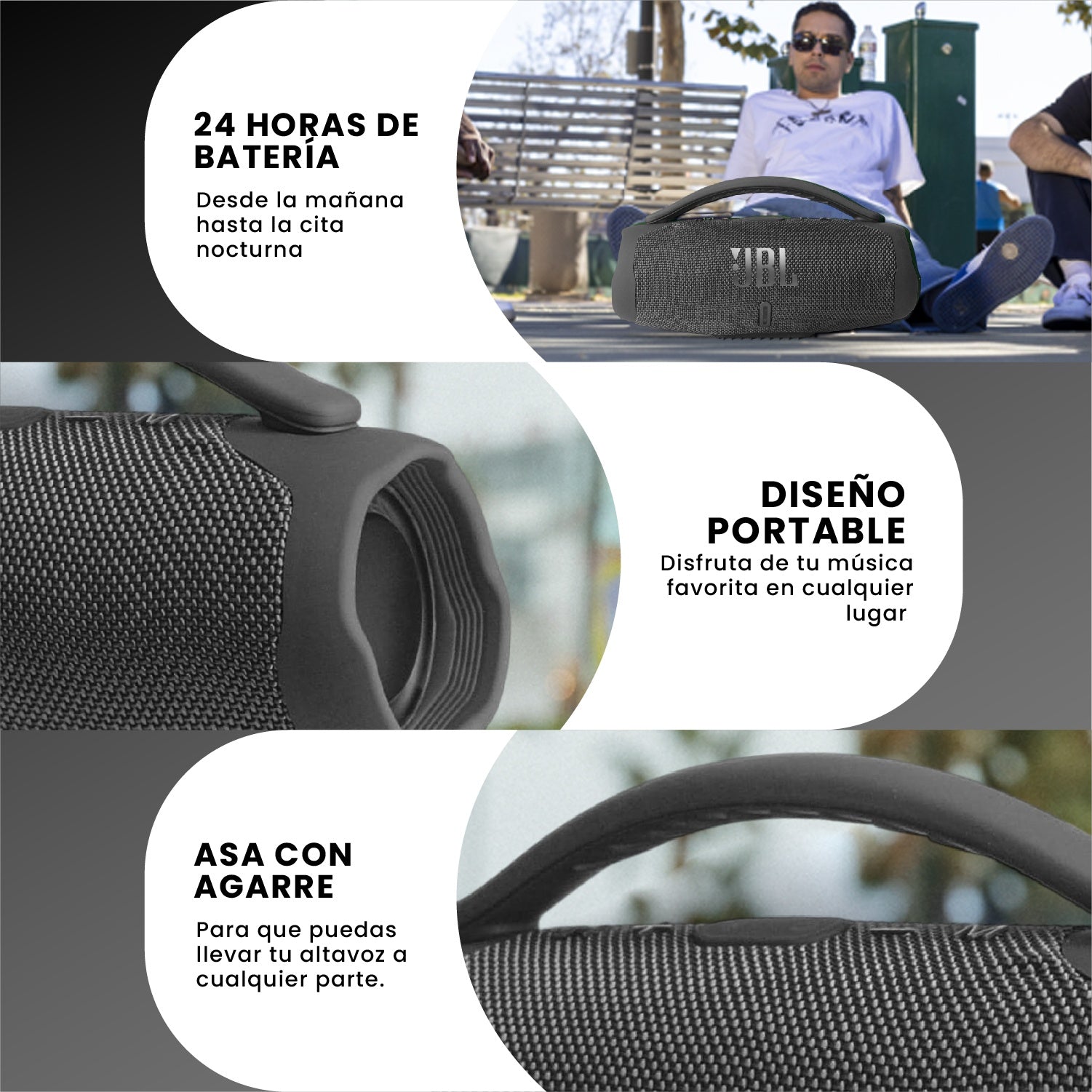 Parlante Mini Boom Box Bluetooth Jbl Inalambrico Gray Replic 1.1 Innovo