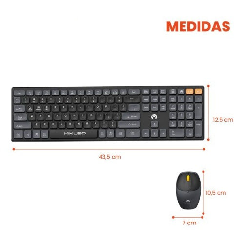 Teclado Para Pc Inalambrico Con Mouse Mikuso Black Edicion