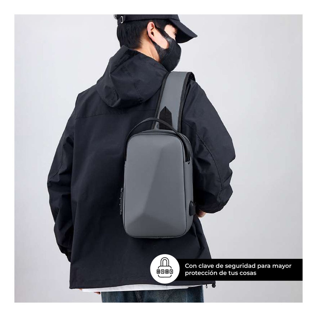 Morral Bolso Antirrobo Impermeable Con Puerto Usb Y Candado De Seguridad Gris