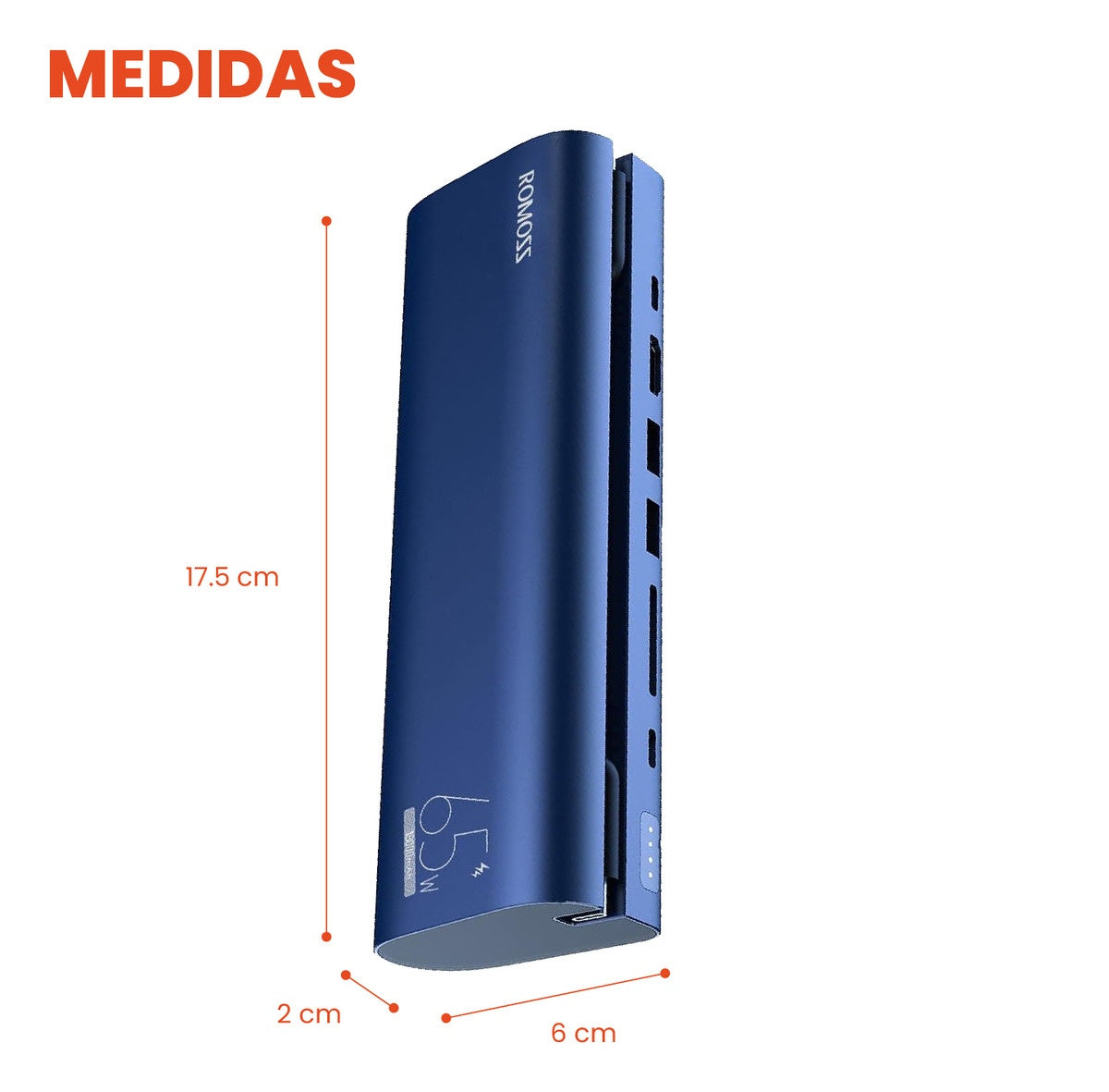 Power Bank Cargador Para Laptop Celulares 18.000 Mah 100W Con Multipuertos 6 En 1 Romoss