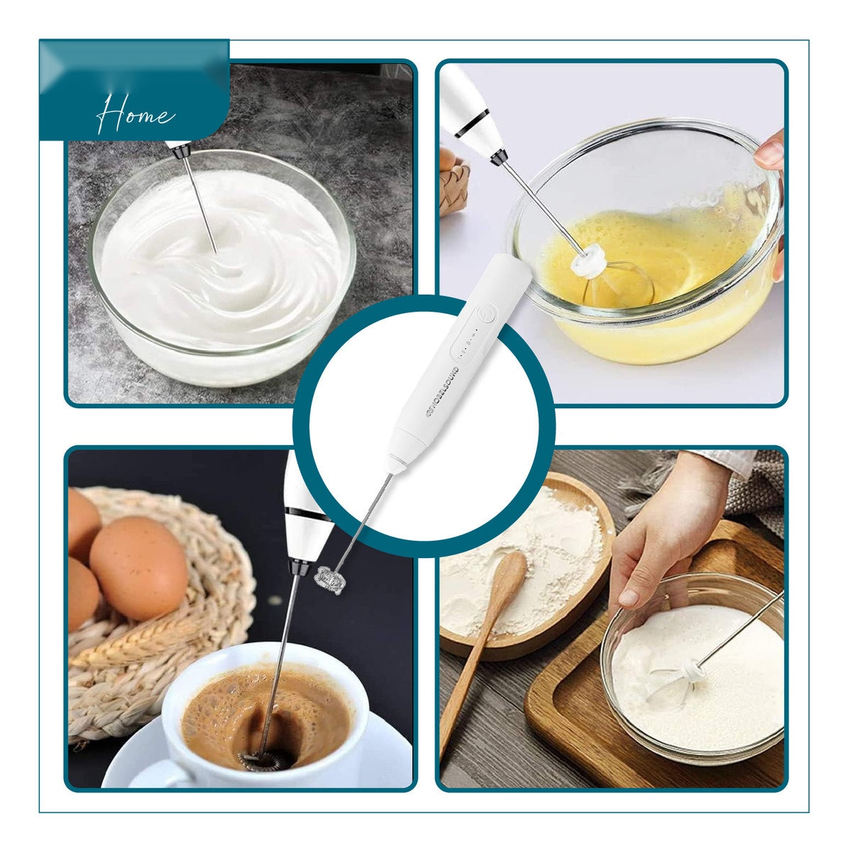 Batidor Espumador Recargable Para Cocina Electrico 2 En 1 Nobelsound