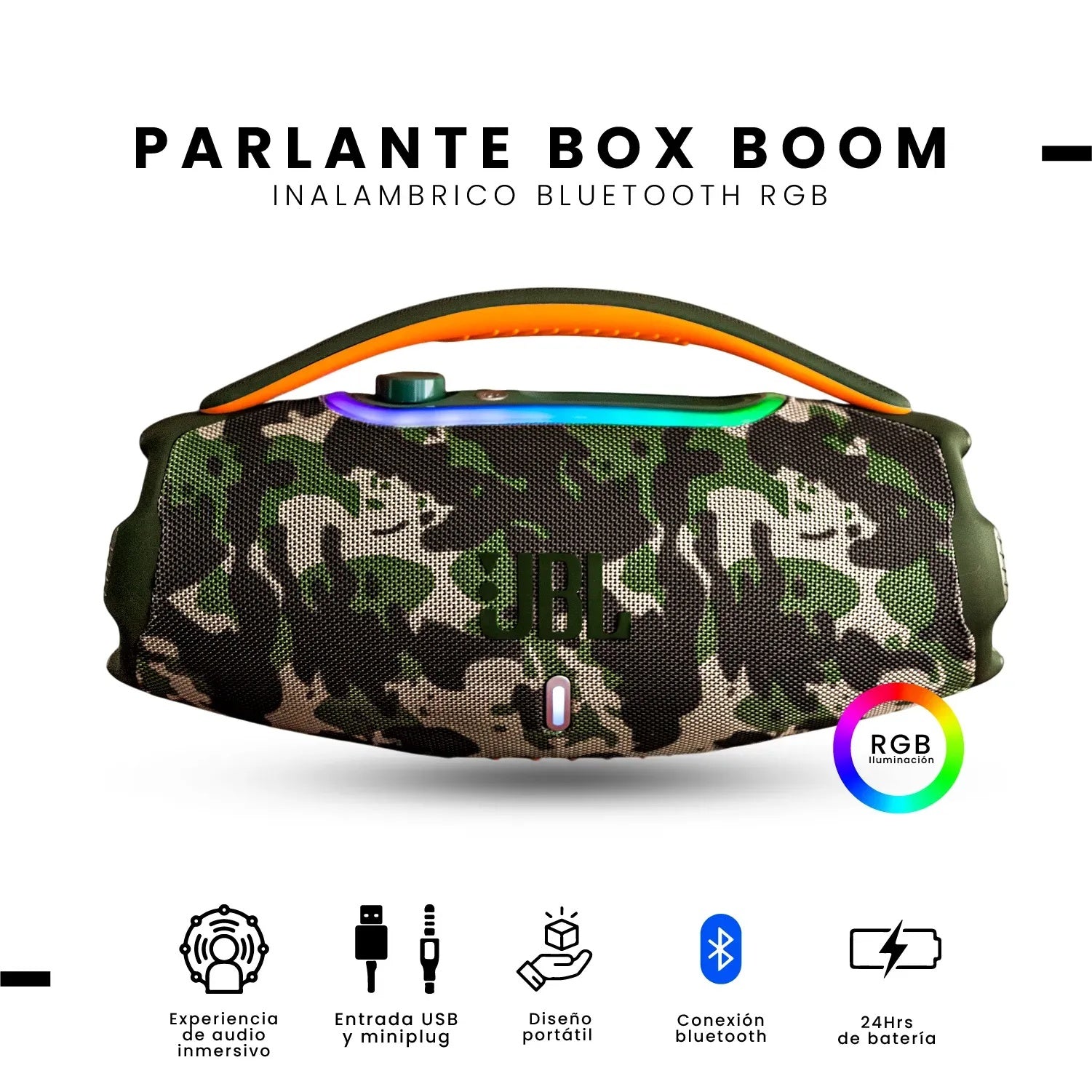 Parlante Grande Potente Jbl Boom Box 3 60W Bluetooth Verde Mega Bass Imitacion
