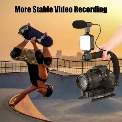 Estabilizador Camara Y Celular Luz Led Microfono Con Control