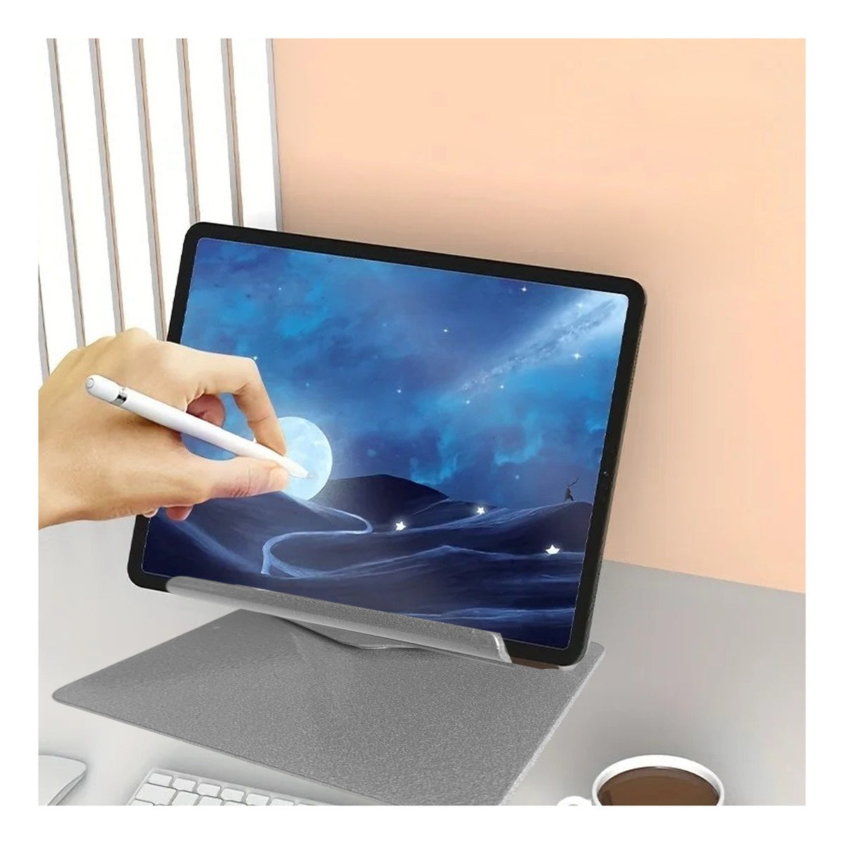 Base Soporte Para Celular Tablet Holder Escritorio 360 Inclinacion Acero Inoxidable Plegable