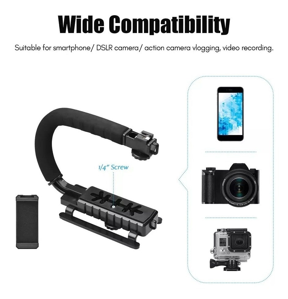 Estabilizador Camara Y Celular Luz Led Microfono Con Control