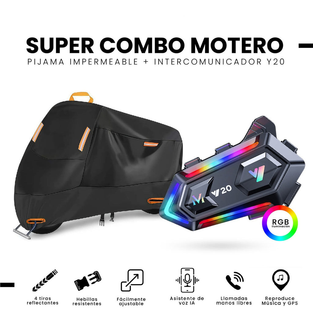 Intercomunicador Bluetooth Y20 Con Pijama Impermeable Para Moto Indispensables Para Moto