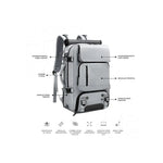 Combo Mochila Viajera + Organizador De Ropa Interior + Bolsa Para Zapatos Gris