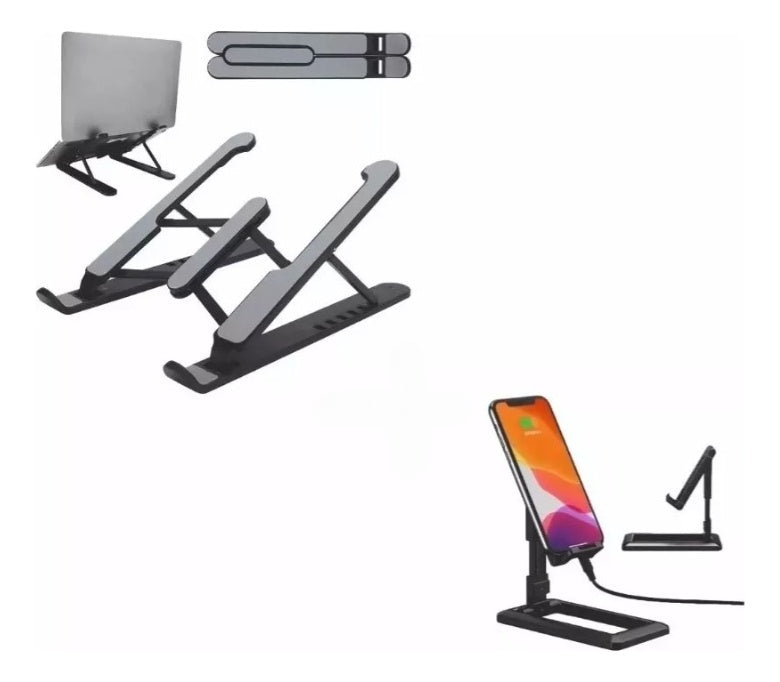 Base Portatil Tablet Ergonomica Reclinable 5 Niveles + Soporte Carga Celular