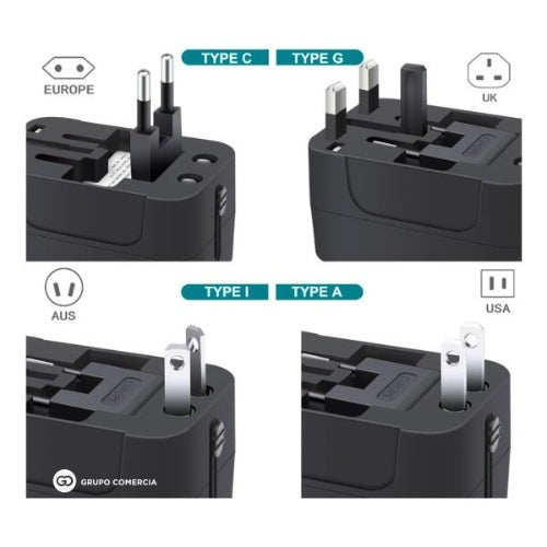 Adaptador Universal Europeo Viajero Carga Rapida Todo En 1