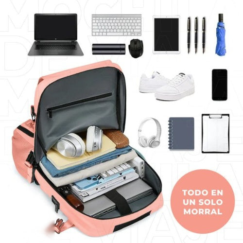 Mochila Bolso Maleta Multifuncional Laptop Viajero Gran Capacidad Impermeable Rosa Innovo Bags