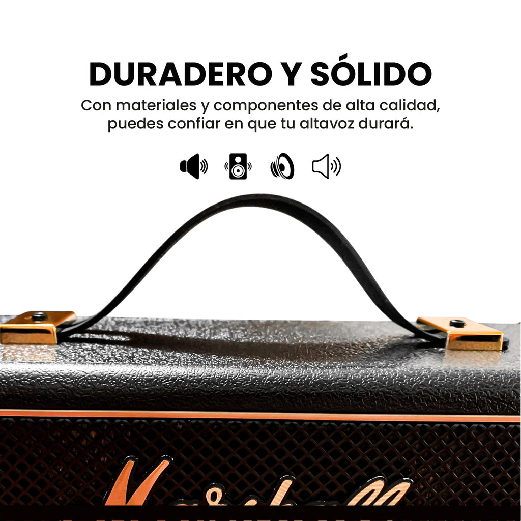 Parlante Bluetooth Sonido Potente Usb Mp3 Fm Marshall Clasic Negro Replica 1.1