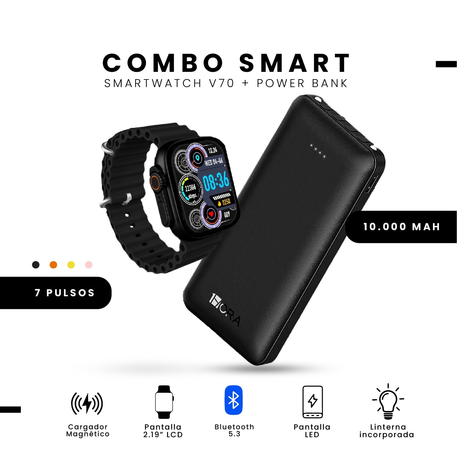 Smartwatch Deportivo Con 7 Pulsos Contesta Llamadas Con Bateria Portatil Para Celular