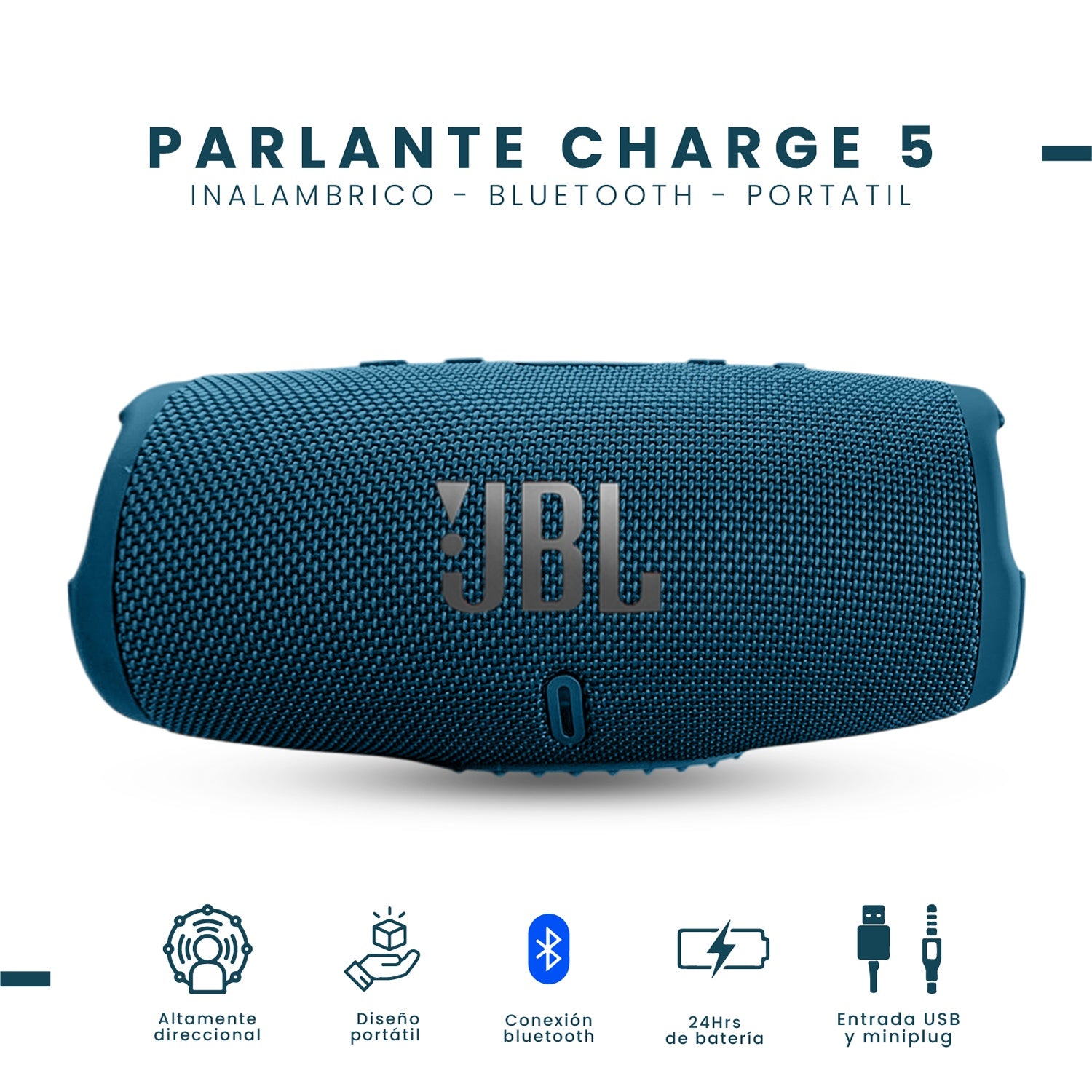 Parlante Jbl Charge 5 Replica 1.1 - Sonido Potente, Bluetooth, Portatil Azul