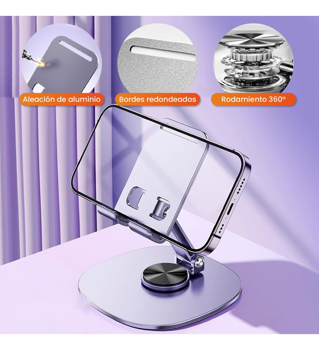 Base Soporte Para Celular Tablet Metalico Con Rotacion 360 Oficina Corporativo