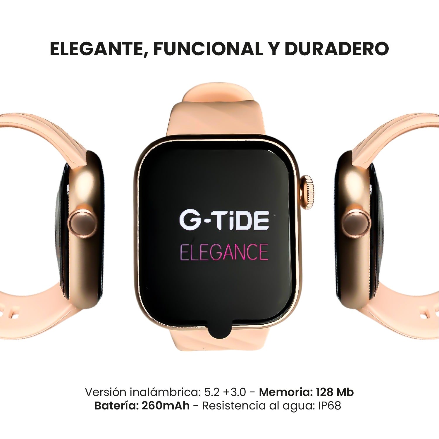 Smartwatch G-Tide Amoled Elegante Resistente Al Agua 100 Modos Deportivos Contesta Llamadas Rosado