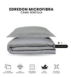 Edredon Microfibra Para Cama Sencilla 2 Fundas Tela Suave Gris Claro