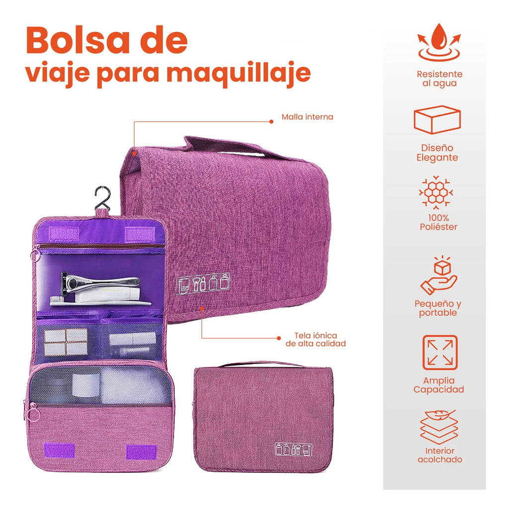 Organizador De Maquillaje Para Equipaje Accesorios De Belleza Morada Innovo Home