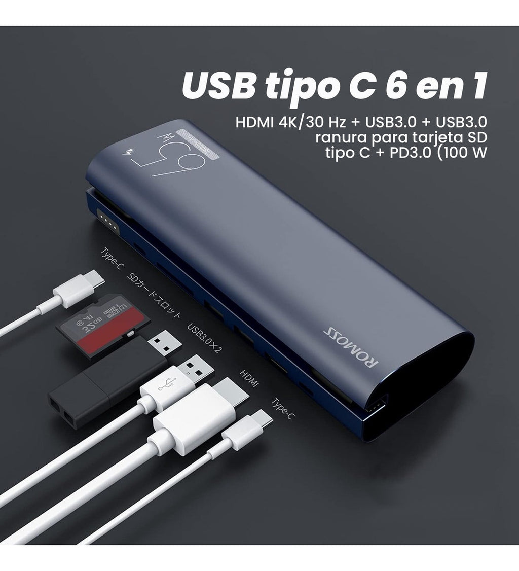 Power Bank Cargador Para Laptop Celulares 18.000 Mah 100W Con Multipuertos 6 En 1 Romoss