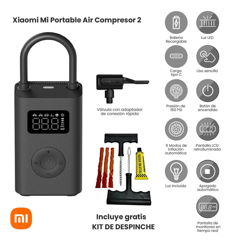 Compresor De Aire Xiaomi V2 Original Portable Recargable Despinche