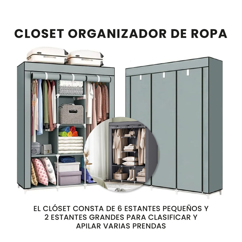 Closet Armable 3 Cuerpos Con Zapatero 9 Niveles Organizador De Ropa Zapatos Practico