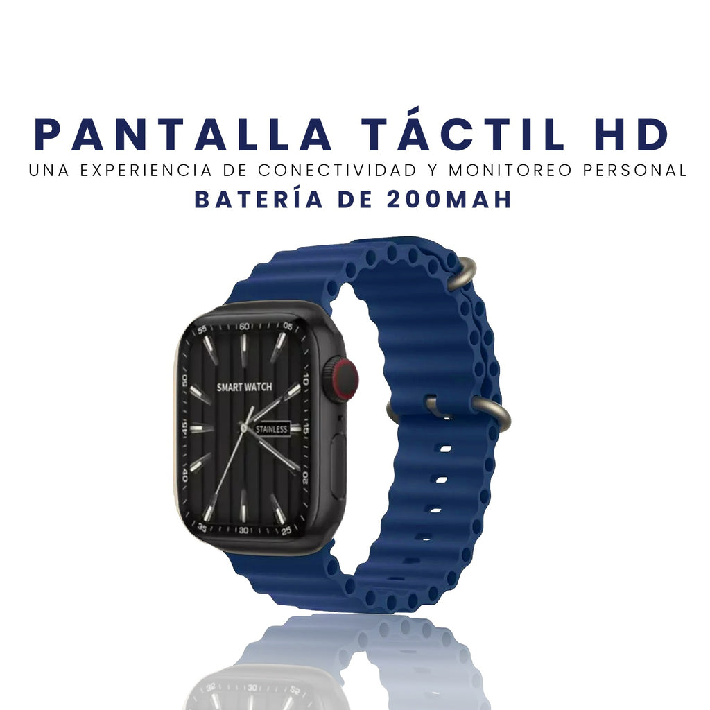 Combo Smartwatch Sport V11 Classic Suit 7 Pulsos Negro Con Audifonos Y Soporte Giratorio Celular