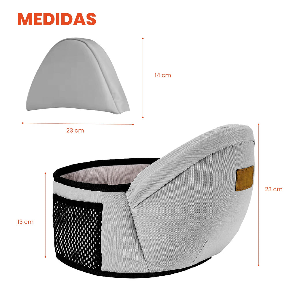 Canguro Portabebes Soporte Ergonomico Ajustable Cintura Gris Innovo