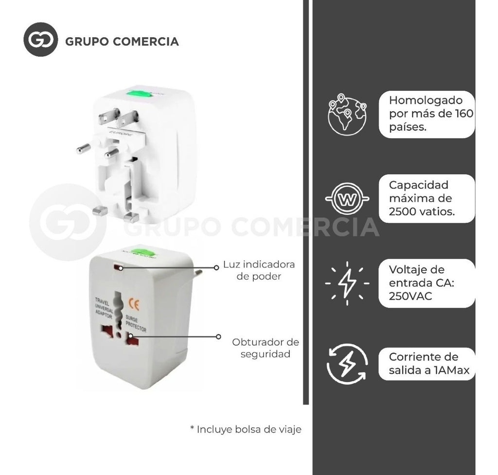 Convertidor Enchufe Universal Viajero Europeo Multifuncion