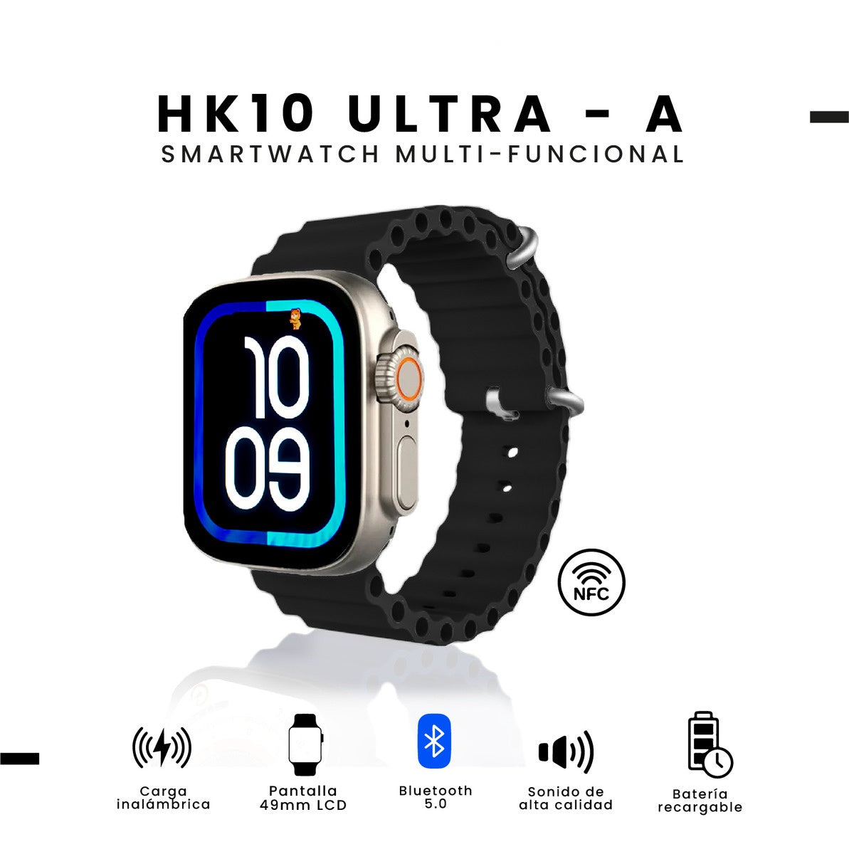 Smartwatch Hk 10 Ultra Amoled Chat Gpt Alta Gama Compatible Con Android Ios Black