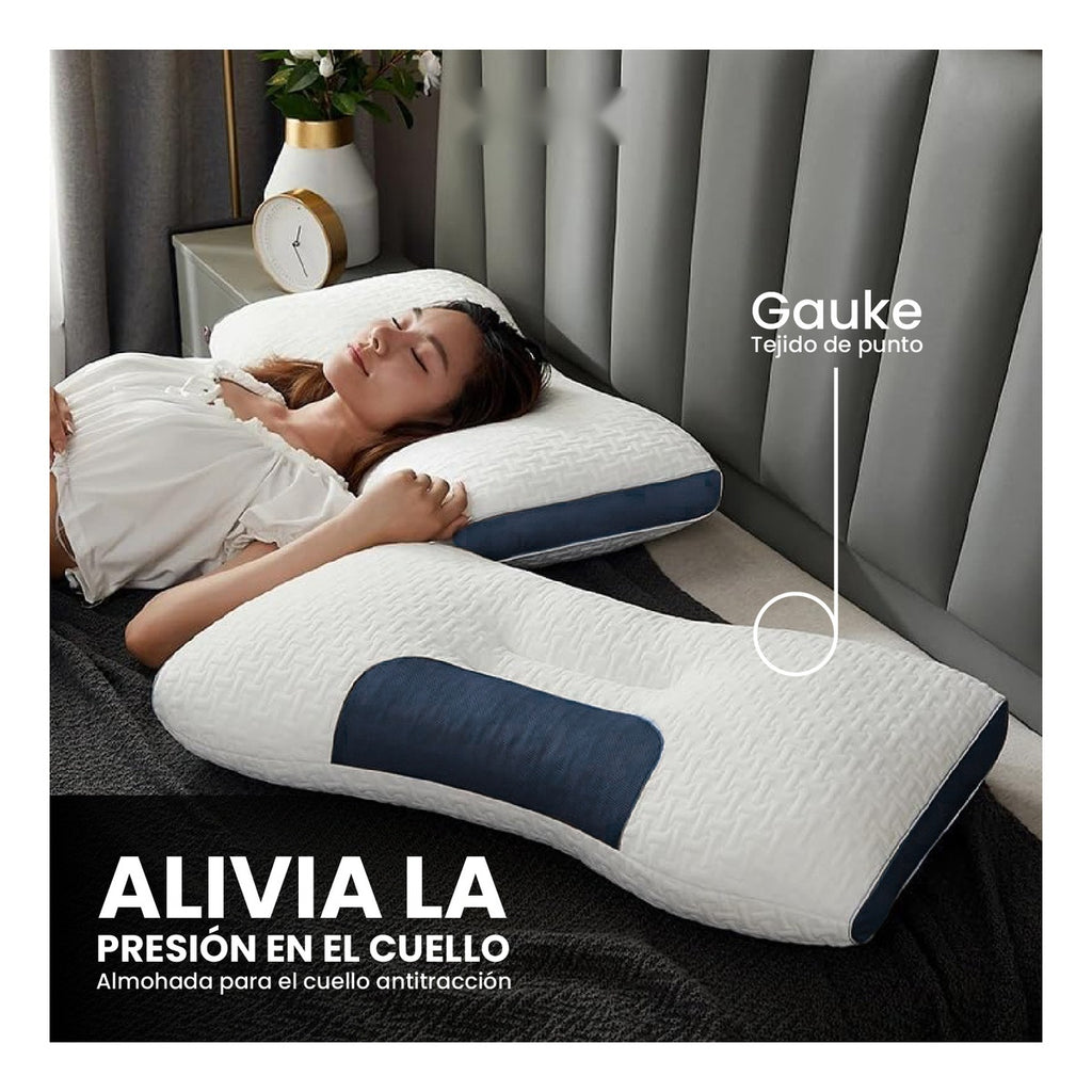 2 Almohadas Semi Ortopedicas Alto Confort Cervical Antiacaros