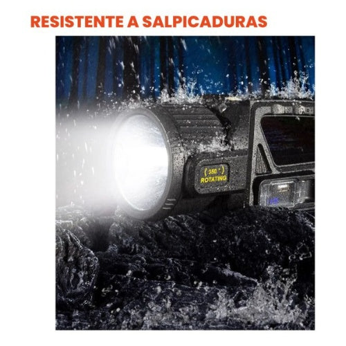 Linterna Multifuncional 10-1 Panel Solar Doble Lente 8000Lm