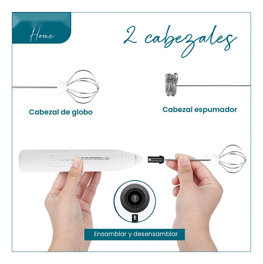 Batidor Espumador Recargable Para Cocina Electrico 2 En 1 Nobelsound