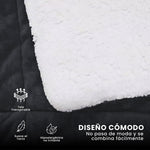 Cubrelecho Ovejero Queen Suave Caliente Reversible 2 Fundas Premium Gris Oscuro