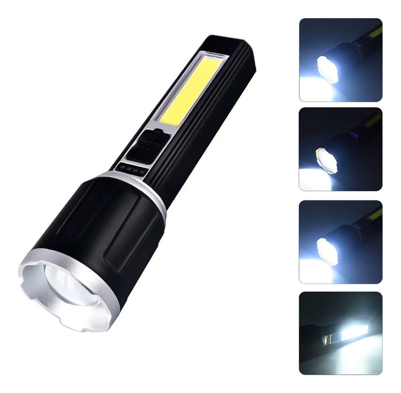 Linterna Tactica Led Recargable Panel Solar Y Usb Enfoque