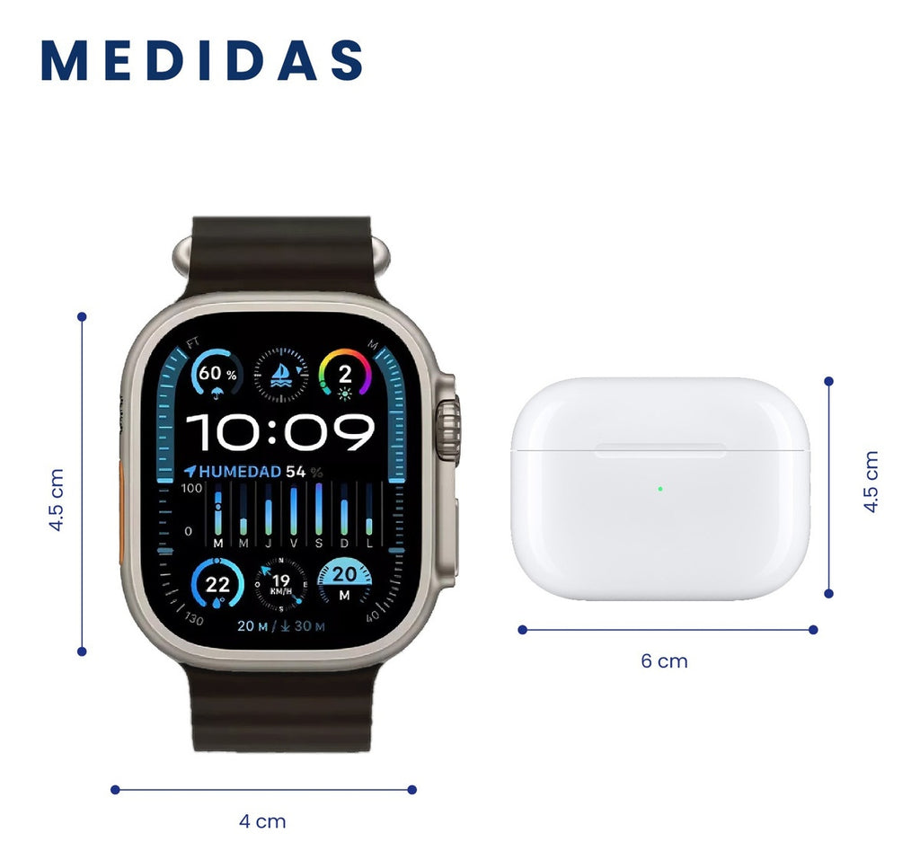 Smart Watch Premium Plus K12 Azul Con Audifonos 7 Pulsos