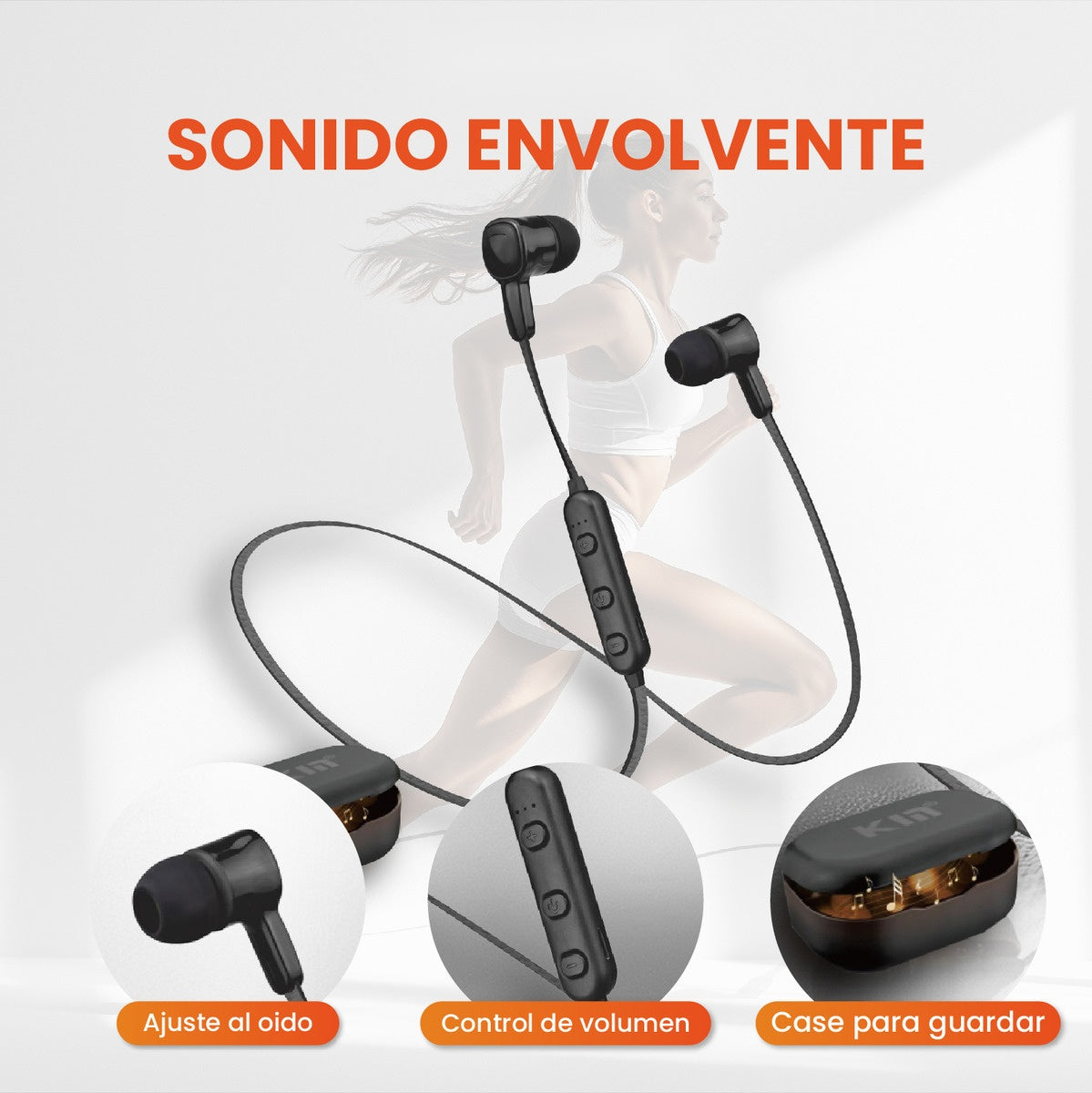 Audifono Bluetooth Deportivo Control Volumen Con Estuche Hifi Sport