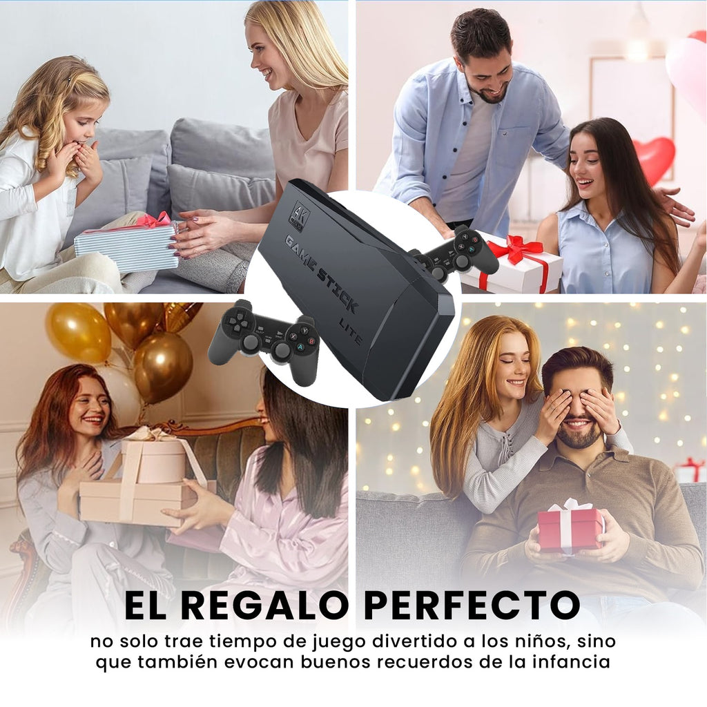 Consola Retro Game Stick 4K Con 20.000 Juegos Y 2 Controles Inalambricos