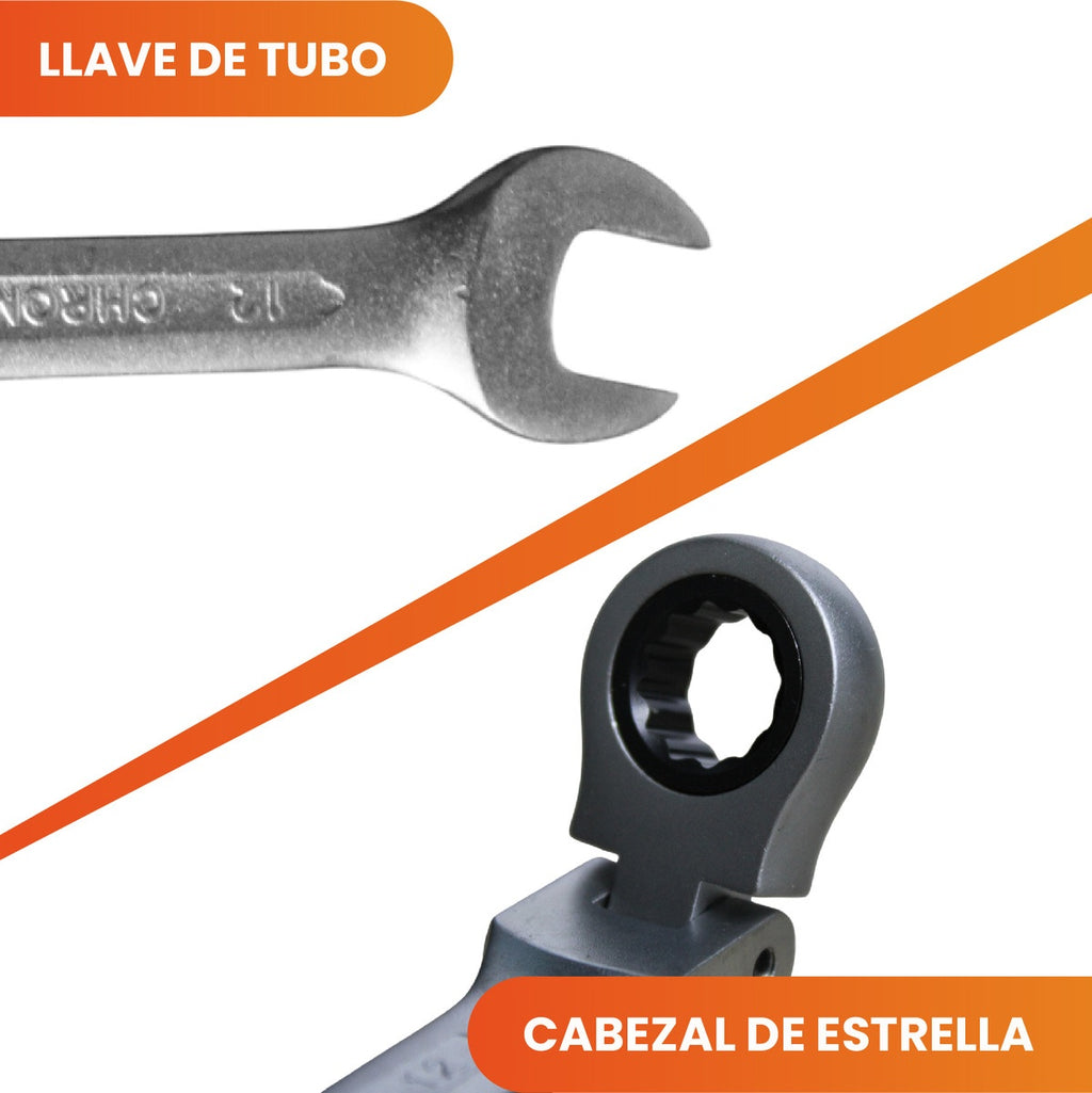 Set De Llaves 12 Unidades Llaves Mixtas Con Rache Estuche Premium