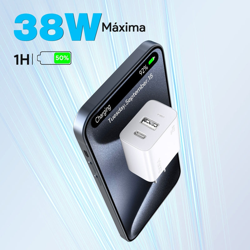 Cargador 1Hora Gar161B Usb Y Tipo C De Pared Carga Rapida Blanco