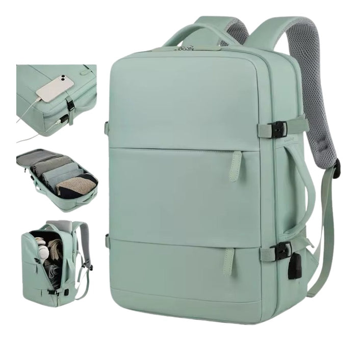 Maleta Morral Para Laptop Puerto Usb Viajero Practico Semi Impermeable Amaz Green