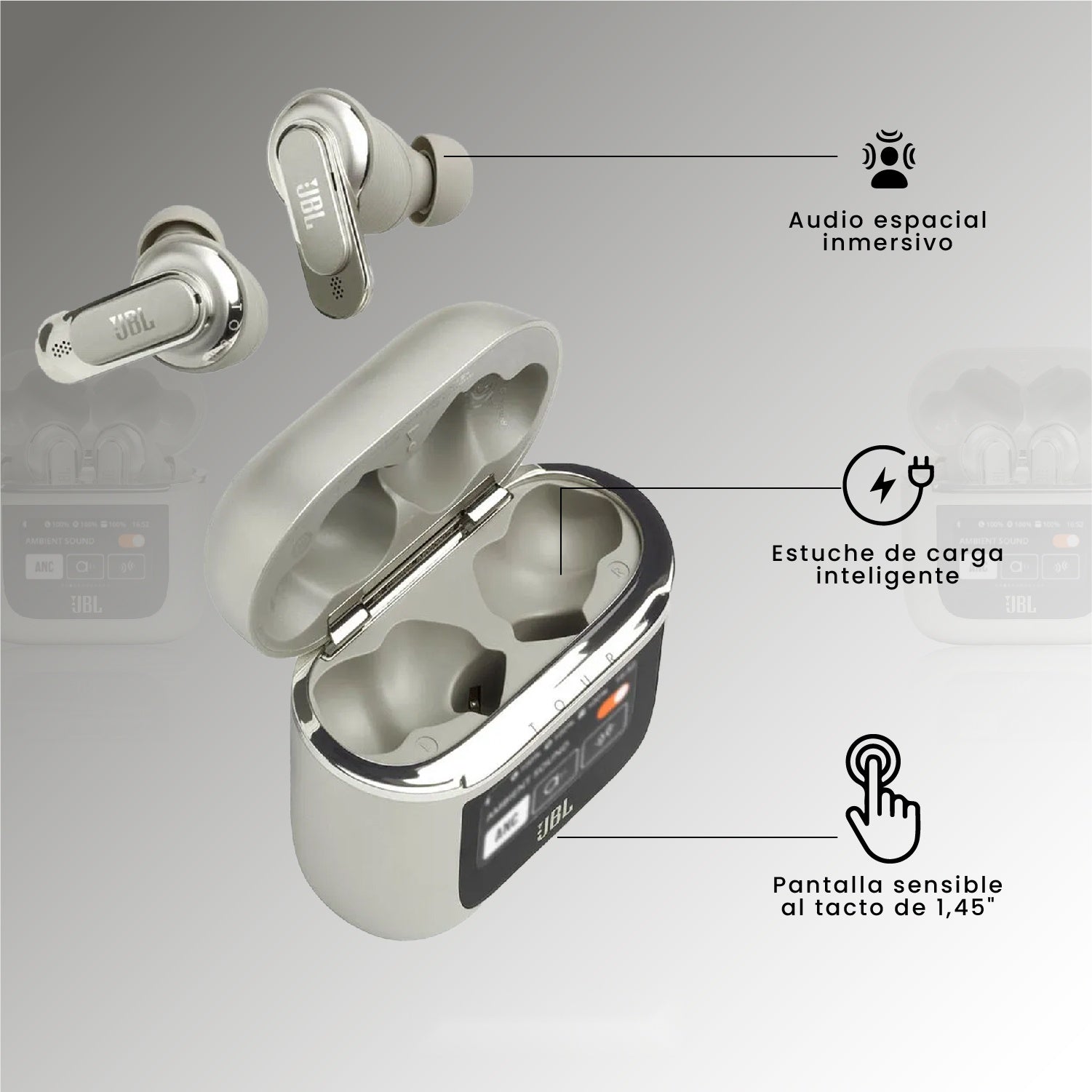 Audifonos Jbl Tour Pro 2 Calidad 1.1 Con Pantalla Tactil Beige