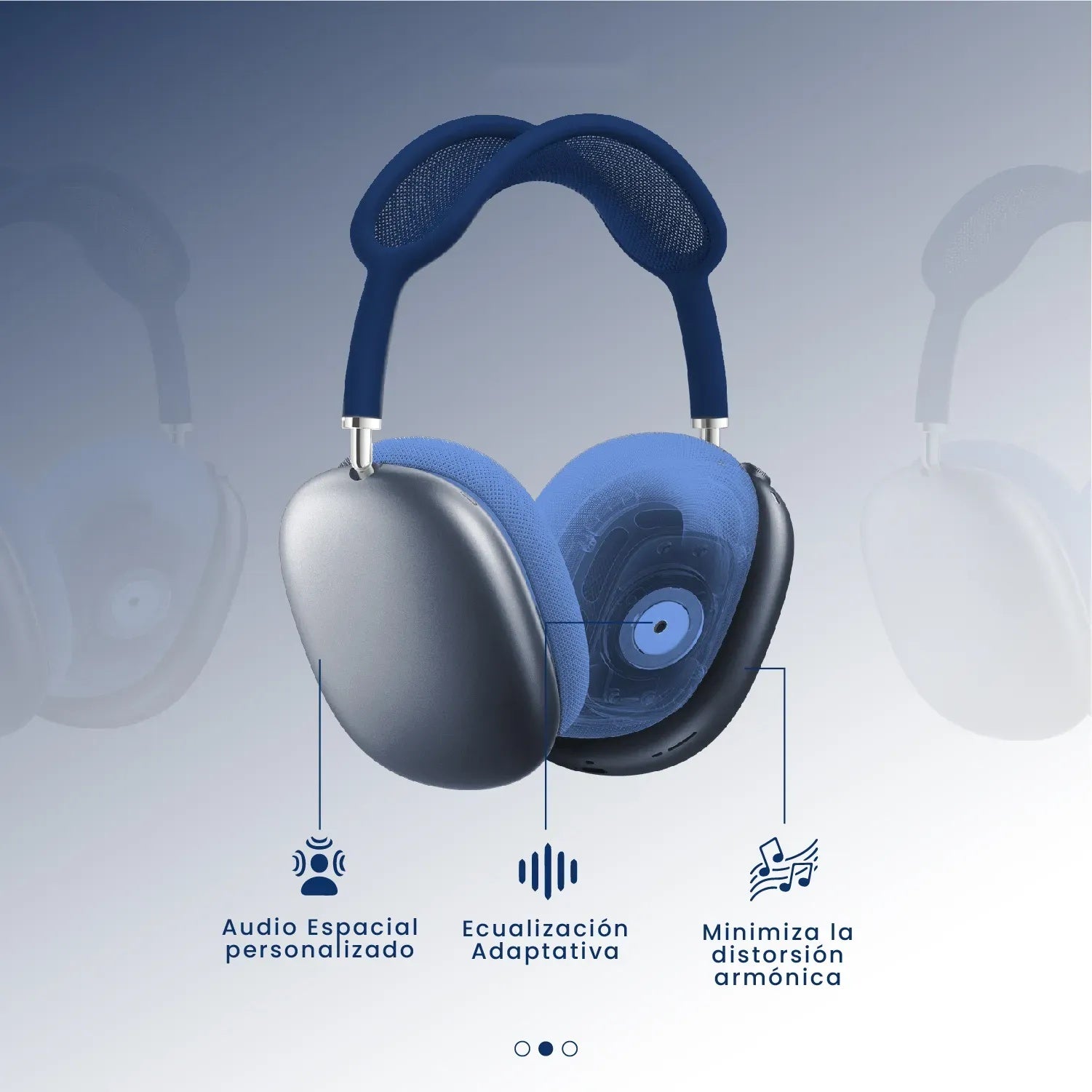 Audifonos Airpods Max 1.1 Replica Magnetica Full Sonido Bluetooth Estuche Azul