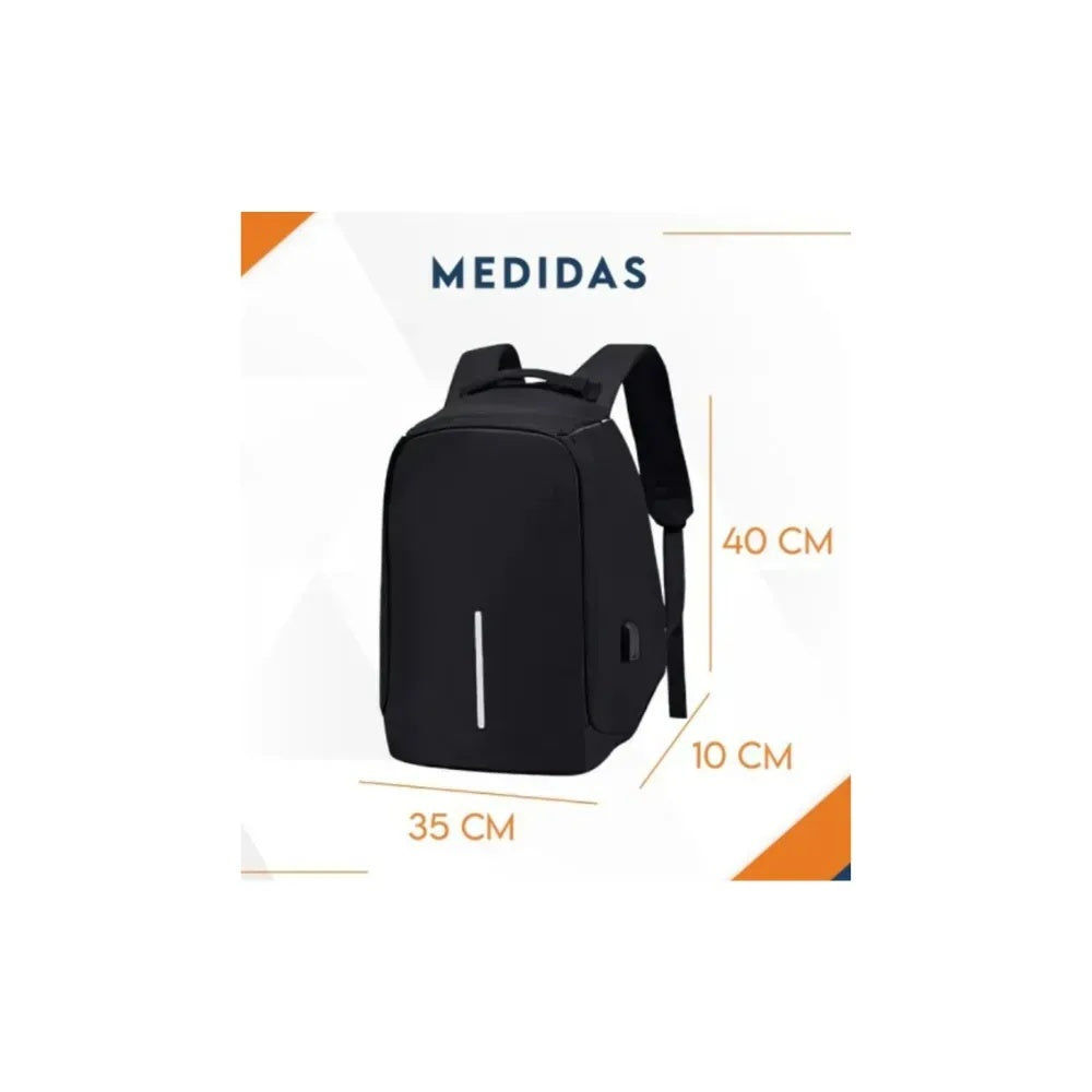 Maleta Antirrobo Para Laptop Mochila Morral Anti Robo Con Cable Usb Negra