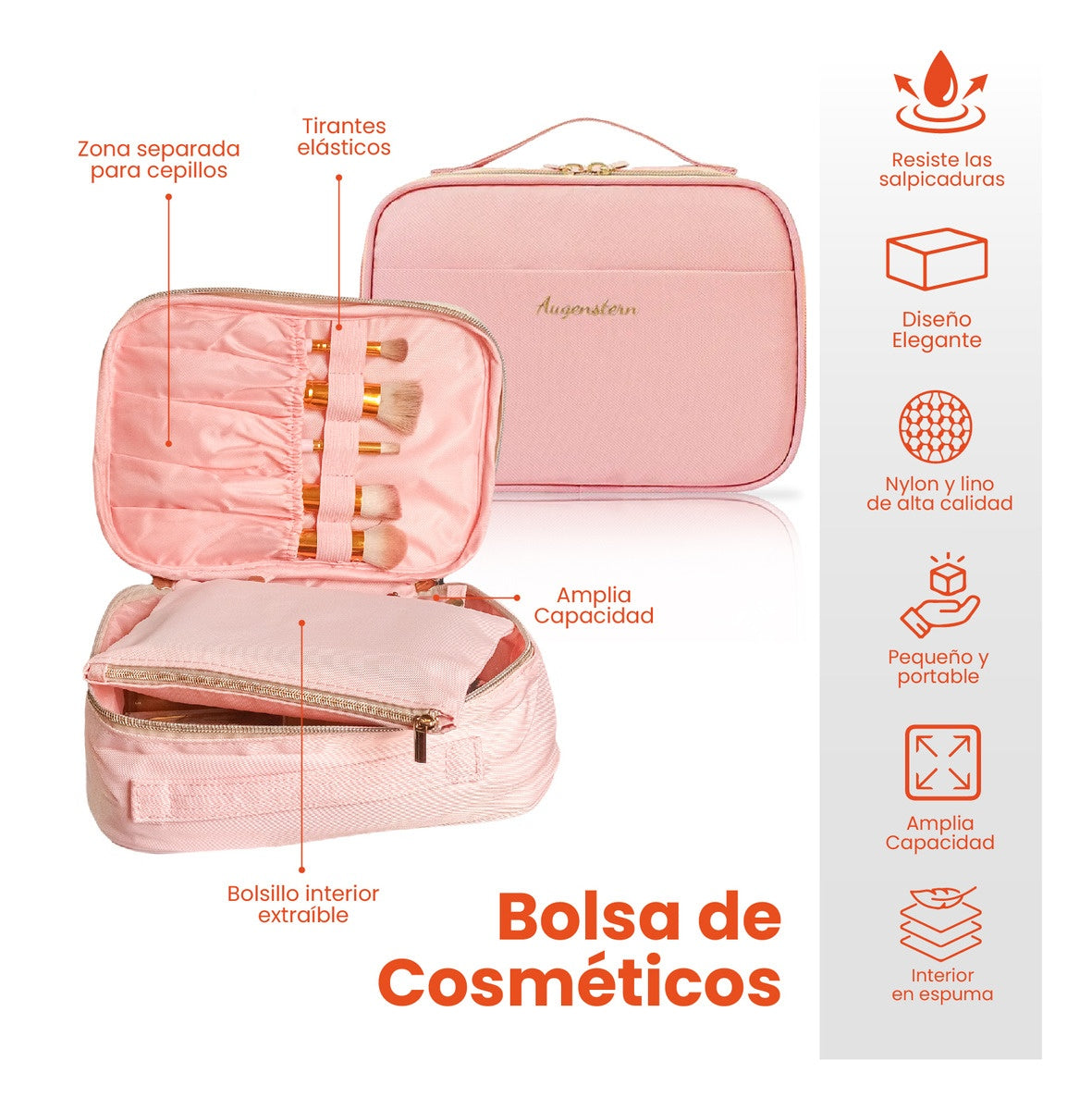Cosmetiquera Para Dama Rosada Organizador Maquillaje