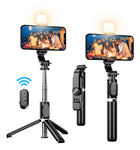 Tripode Para Celular Selfie 4 En 1 Con Bluetooth Rosado Luz